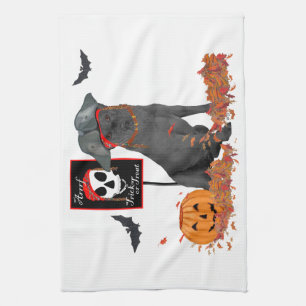 Black Labrador Retriever Halloween Tea Towel