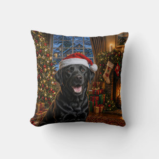 Black Labrador Retriever Holiday Cushion