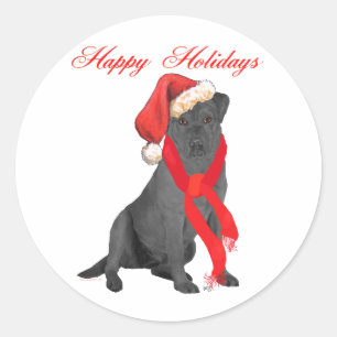 Black Labrador Retriever Holiday Greetings Classic Round Sticker