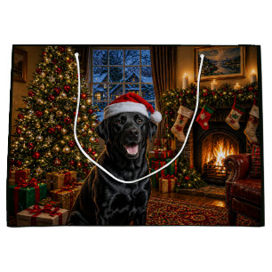 Black Labrador Retriever Holiday Large Gift Bag