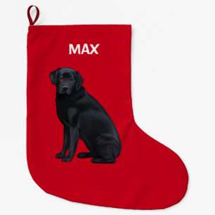 Black Labrador Retriever in Portrait Large Christmas Stocking