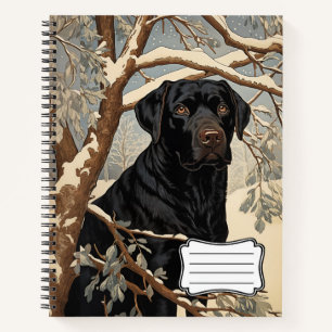 Black Labrador retriever in winter Notebook