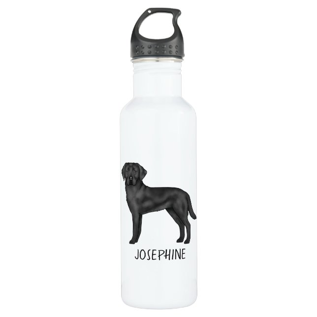 Black Labrador Retriever Lab Dog Art And Your Name 710 Ml Water Bottle (Front)
