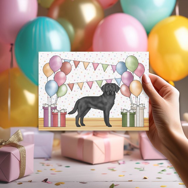 Black Labrador Retriever Lab Dog Colourful Birthda Invitation (Please note: This image is a digital mockup. The product may not be in scale.)
