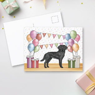 Black Labrador Retriever Lab Dog Colourful Birthda Postcard