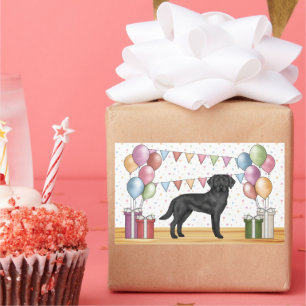 Black Labrador Retriever Lab Dog Colourful Birthda Rectangular Sticker
