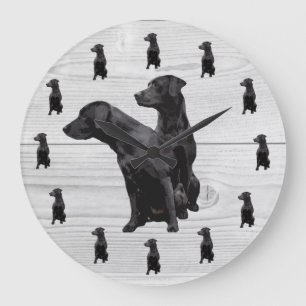 Black Labrador Retriever Large Clock