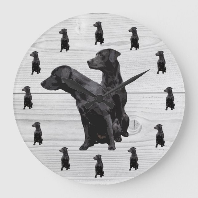 Black Labrador Retriever Large Clock (Front)