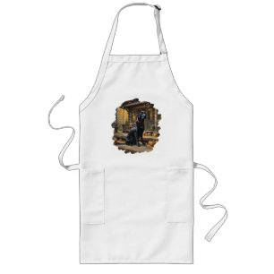 Black Labrador Retriever Log Cabin Autumn Long Apron