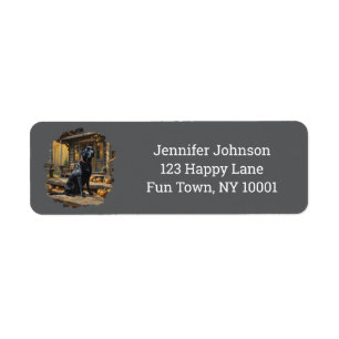 Black Labrador Retriever Log Cabin Autumn Return Address Label
