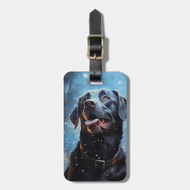 Black Labrador Retriever Luggage Tag (Front Vertical)