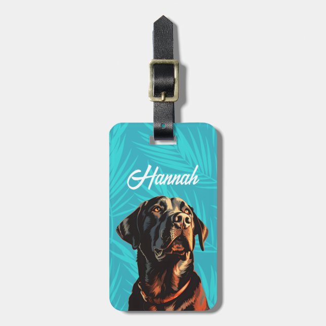 Black Labrador Retriever Luggage Tag (Front Vertical)