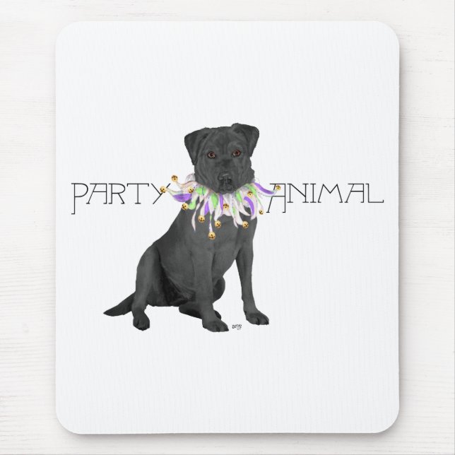 Black Labrador Retriever Party Mouse Pad (Front)