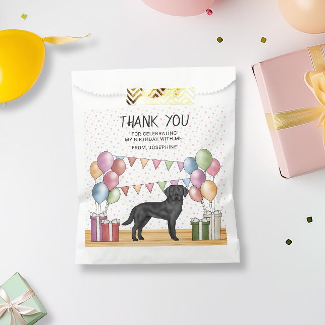Black Labrador Retriever Pastel Birthday Thank You Favour Bag (Creator Uploaded)
