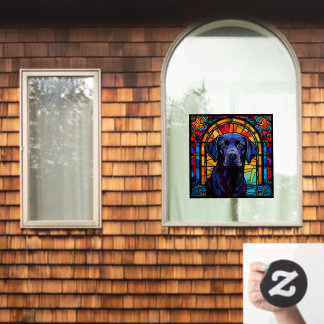 Black Labrador Retriever Pet Faux Stained Glass