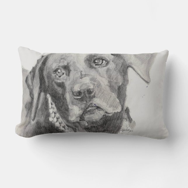 Black Labrador Retriever Pillow (Front)