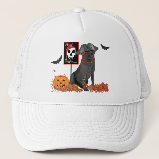 Black Labrador Retriever Pirate Trucker Hat (Front)