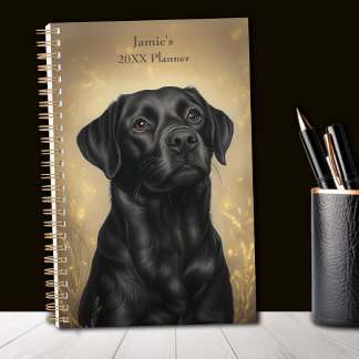 Black Labrador Retriever Portrait Personalised Planner