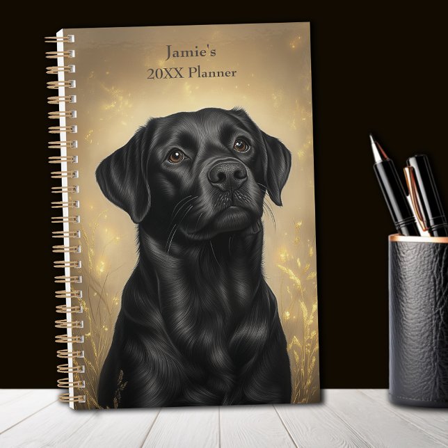 Black Labrador Retriever Portrait Personalised Planner (Black Labrador Retriever Portrait Personalized Planner)