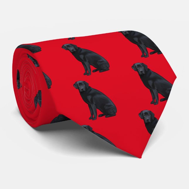 Black Labrador Retriever Portrait Tie (Rolled)