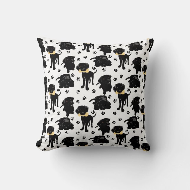 Black Labrador Retriever Puppies Cushion (Front)