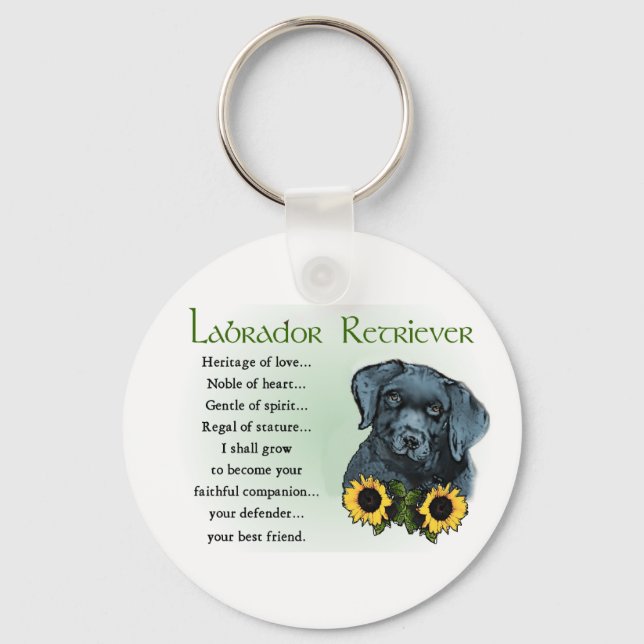 Black Labrador Retriever Puppy Gifts Key Ring (Front)