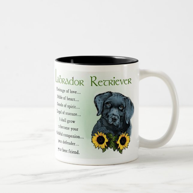 Black Labrador Retriever Puppy Gifts Two-Tone Coffee Mug (Right)