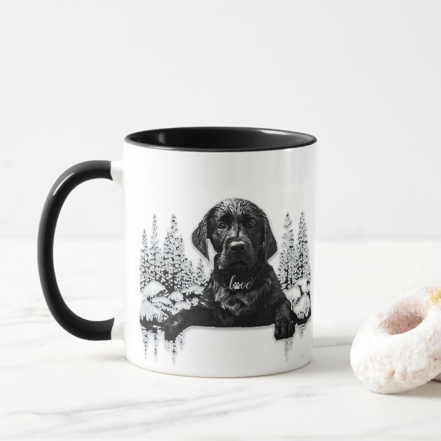 Black Labrador Retriever  puppy   Mug (With Donut)