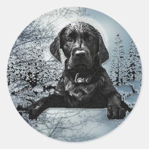 Black Labrador Retriever puppy T-Shirt Throw Pil Classic Round Sticker