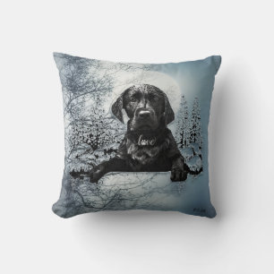 Black Labrador Retriever puppy T-Shirt Throw Pil Cushion