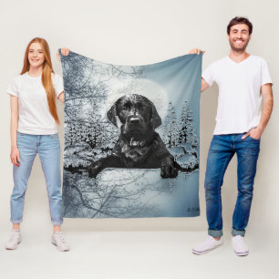 Black Labrador Retriever puppy T-Shirt Throw Pil Fleece Blanket