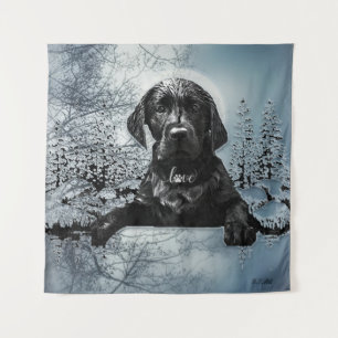 Black Labrador Retriever puppy T-Shirt Throw Pil Tapestry