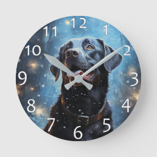 Black Labrador Retriever Round Clock