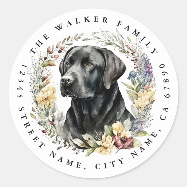 Black Labrador Retriever Round Stickers (Front)