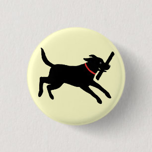 Black Labrador Retriever Running Happy Black Dog 3 Cm Round Badge