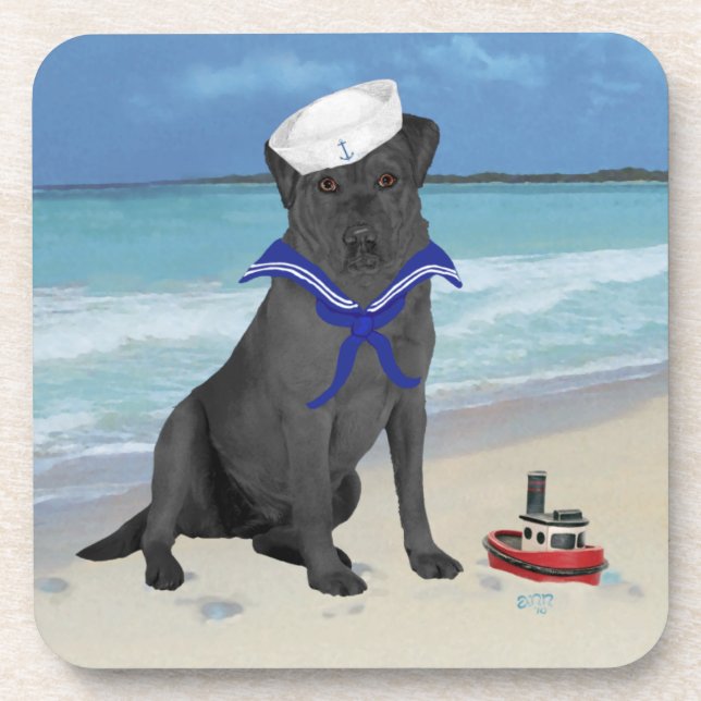 Black Labrador Retriever Sailor Coaster (Front)