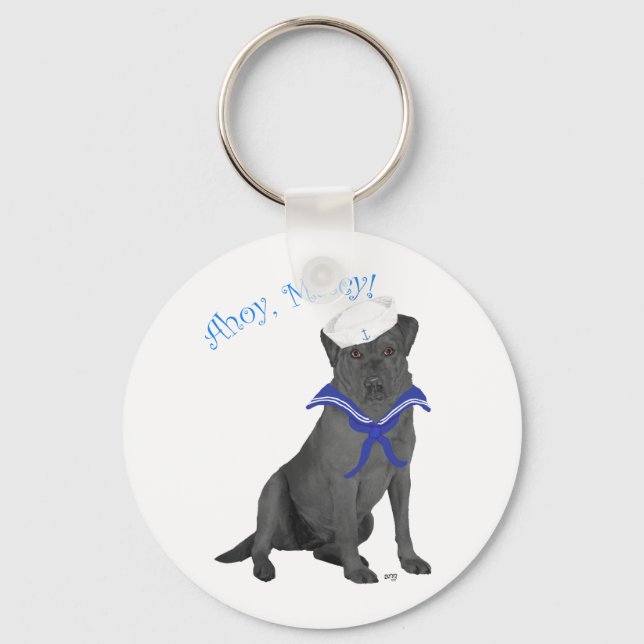 Black Labrador Retriever Sailor Key Ring (Front)