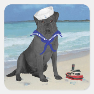 Black Labrador Retriever Sailor Square Sticker