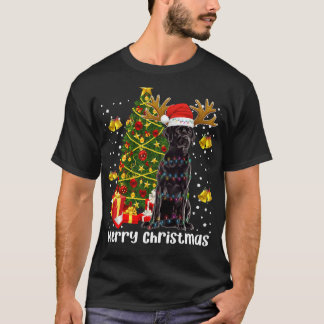 Black Labrador Retriever Santa Christmas Tree Ligh T-Shirt