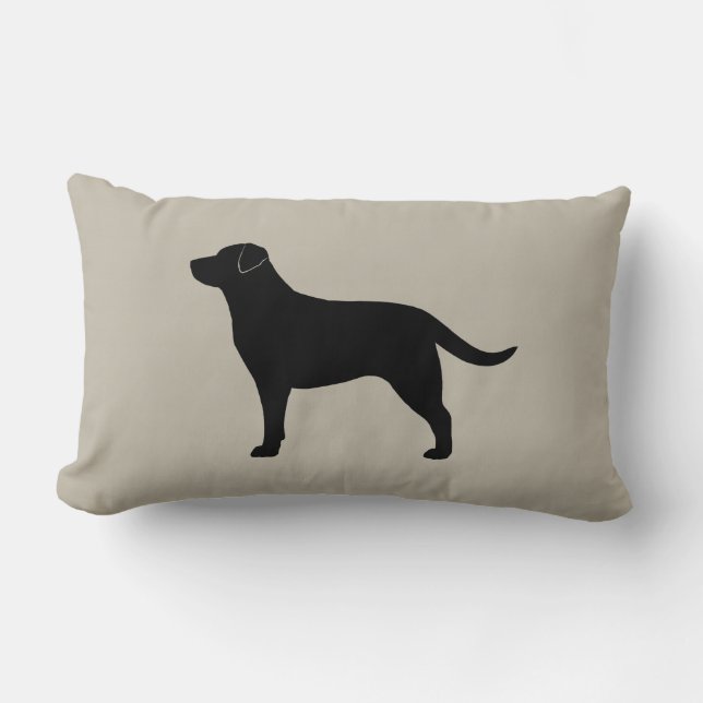 Black Labrador Retriever Silhouette Decorative Lumbar Cushion (Front)