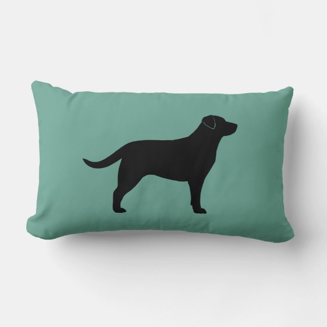 Black Labrador Retriever Silhouette Decorative Lumbar Cushion (Front)
