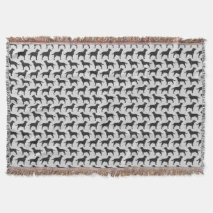 Black Labrador Retriever Silhouettes Labs Pattern Throw Blanket