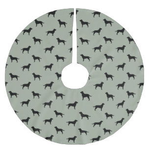 Black Labrador Retriever Silhouettes Pattern Brushed Polyester Tree Skirt