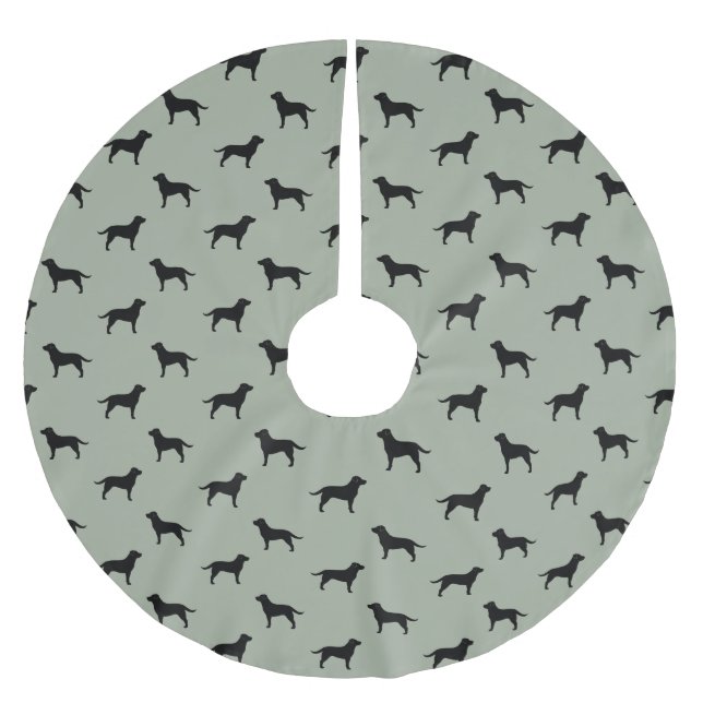 Black Labrador Retriever Silhouettes Pattern Brushed Polyester Tree Skirt (Front)