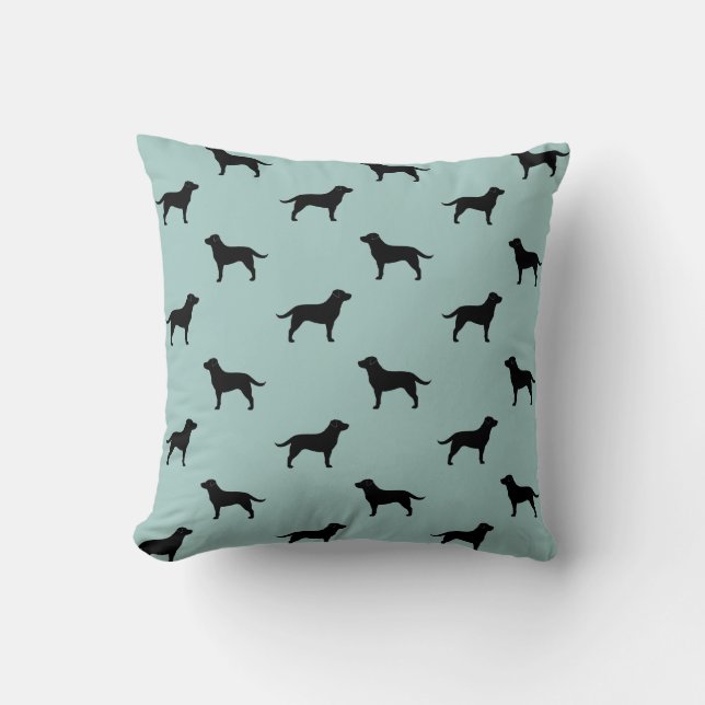 Black Labrador Retriever Silhouettes Pattern Cushion (Front)