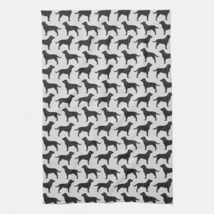 Black Labrador Retriever Silhouettes Pattern Tea Towel