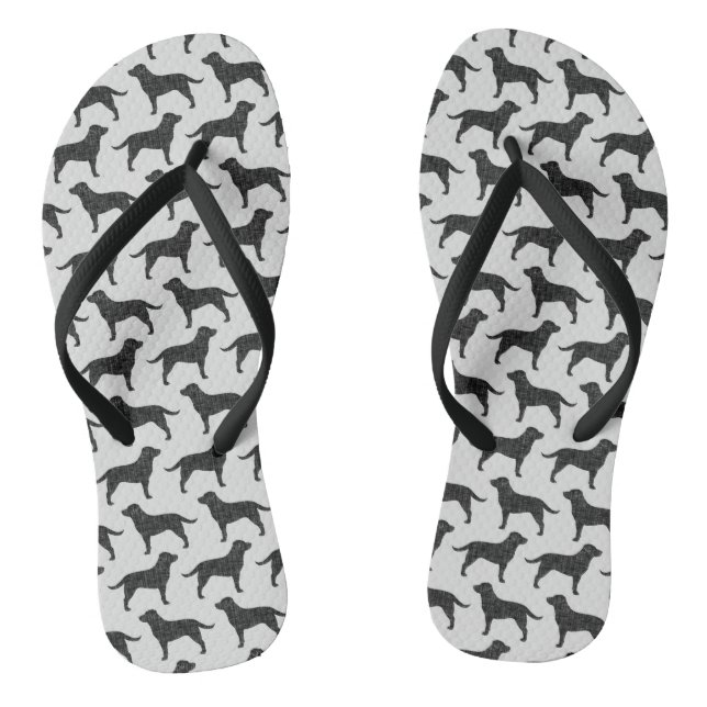 Black Labrador Retriever Silhouettes Pattern Thongs (Footbed)