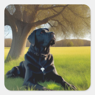 Black Labrador Retriever Square Sticker