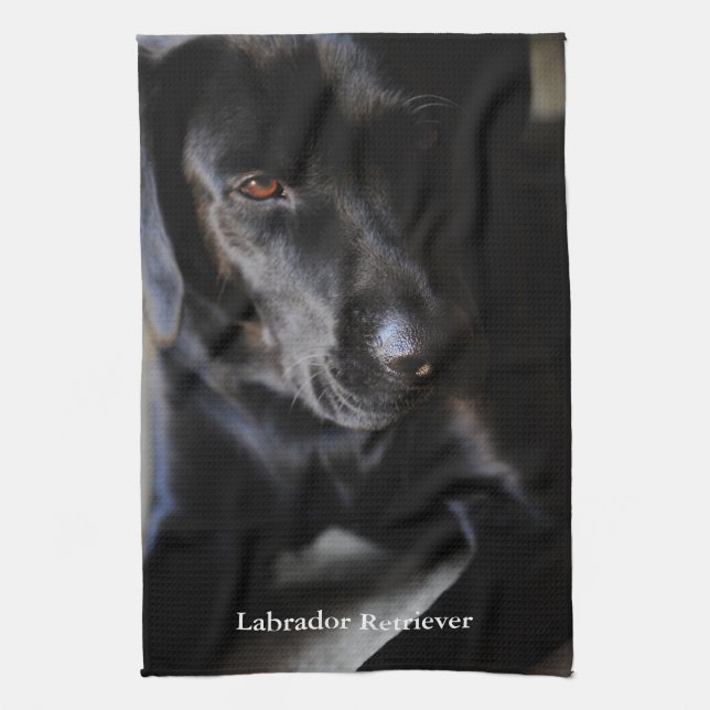 Black Labrador Retriever Tea Towel (Vertical)