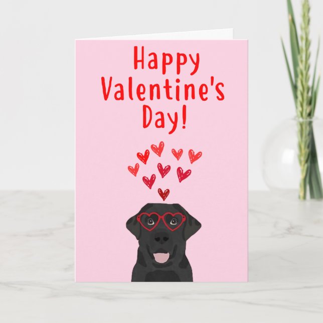 Black Labrador Retriever Valentine's Day Card (Front)